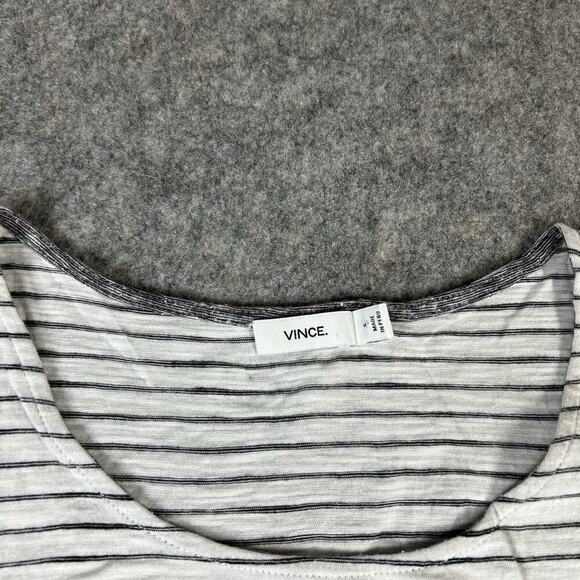 Vince Striped Slub Tank Top Women’s Small Striped Optic White Cotton Flaw - Picture 5 of 8